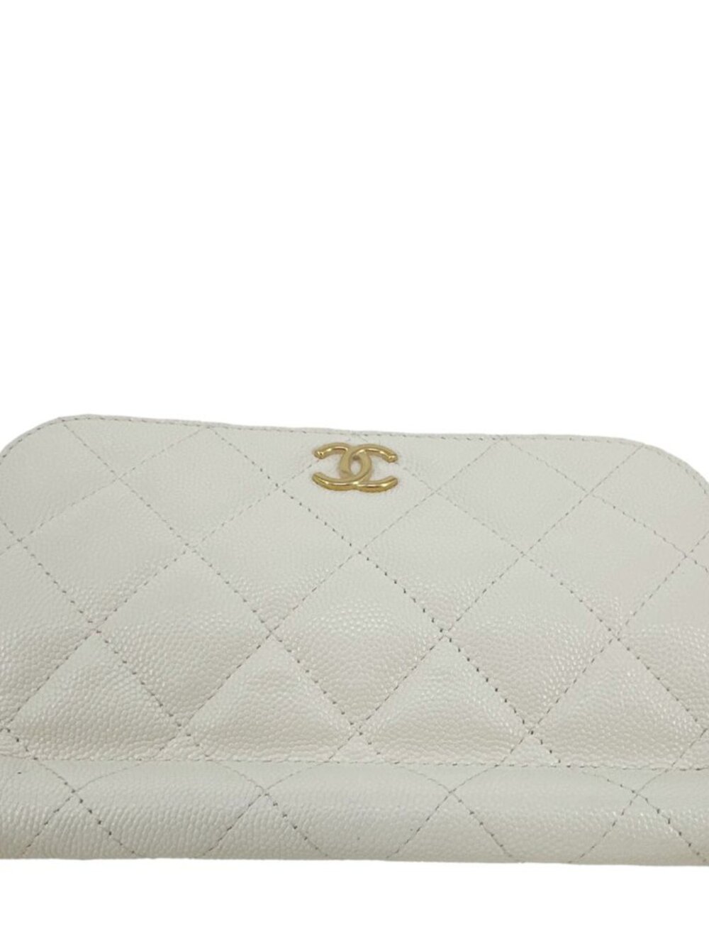 Chanel CC Frame Flap Quilted Caviar Leather Crossbody Bag White - Picture 5 of 11